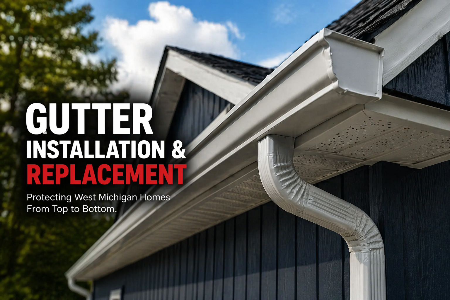 Professional gutter system installed on home in Byron Center, Michigan