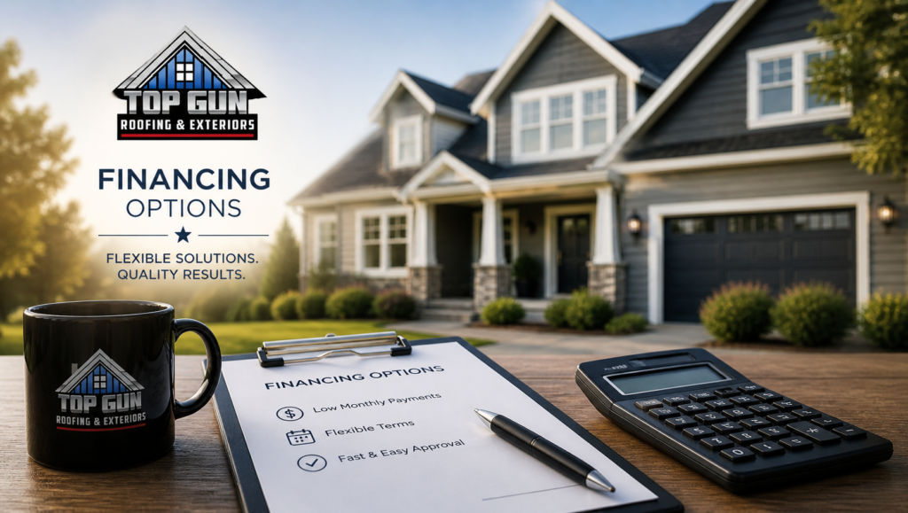 Home improvement financing options for roofing, siding, windows and gutters by Top Gun Roofing and Exteriors