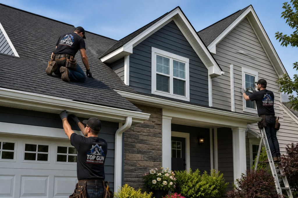 Roof replacement, siding repair, and gutter installation in Jamestown MI by Top Gun Roofing & Exteriors