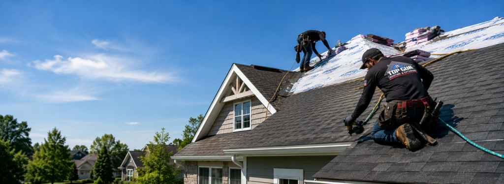 Roof replacement project completed by Top Gun Roofing & Exteriors in Rockford, Michigan