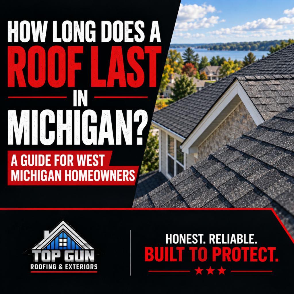 Top Gun Roofing guide explaining how long a roof lasts in Michigan for West Michigan homeowners